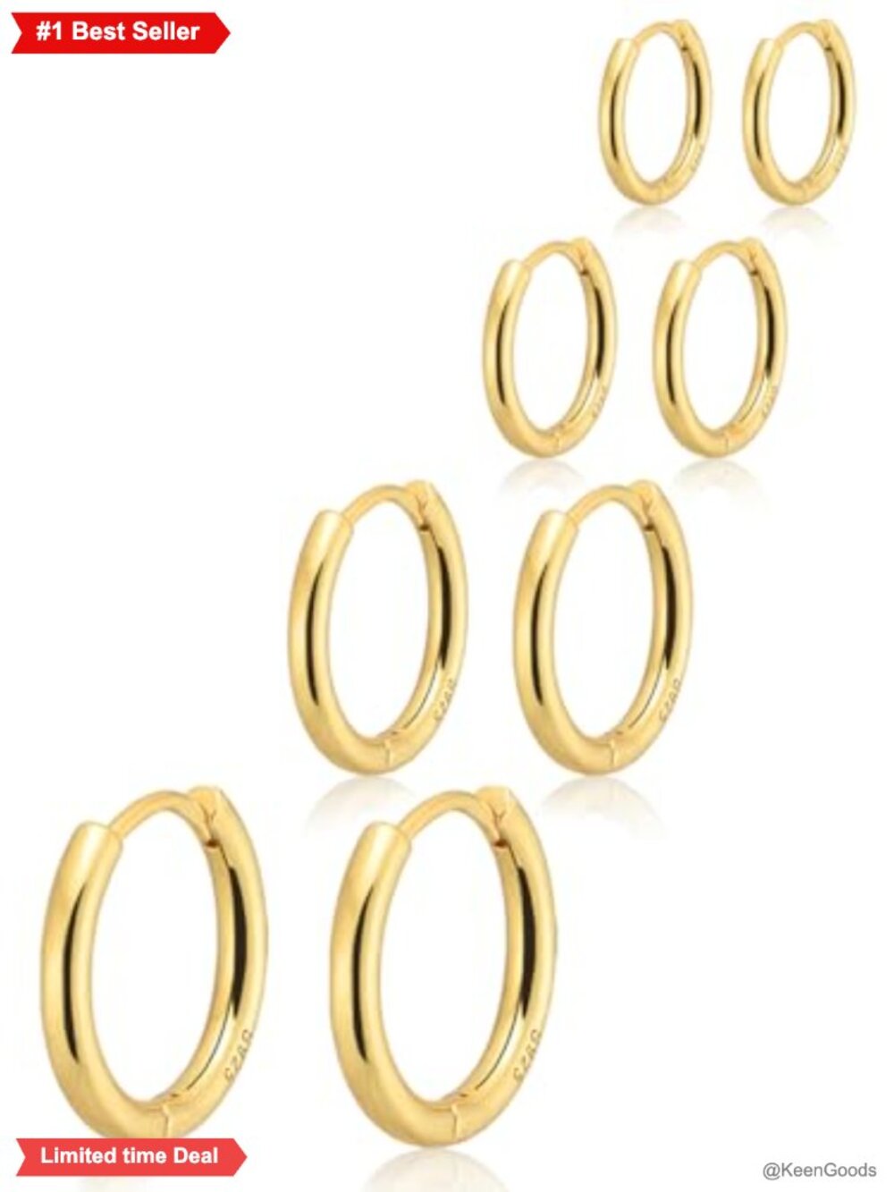 Small Gold Plated Huggie Hoop Earrings Set Hypoallergenic 14K Gold Plated